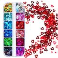 Nail Art Designs 12 Grids Hollow love Sequins  Love Heart Sequins for Nail Art Decoration