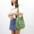 New Fashion Korean Lady Women's Shoulder Tote Bag Floral Geometric Pattern Vintage Open Closure Portable All Seasons Daily Use