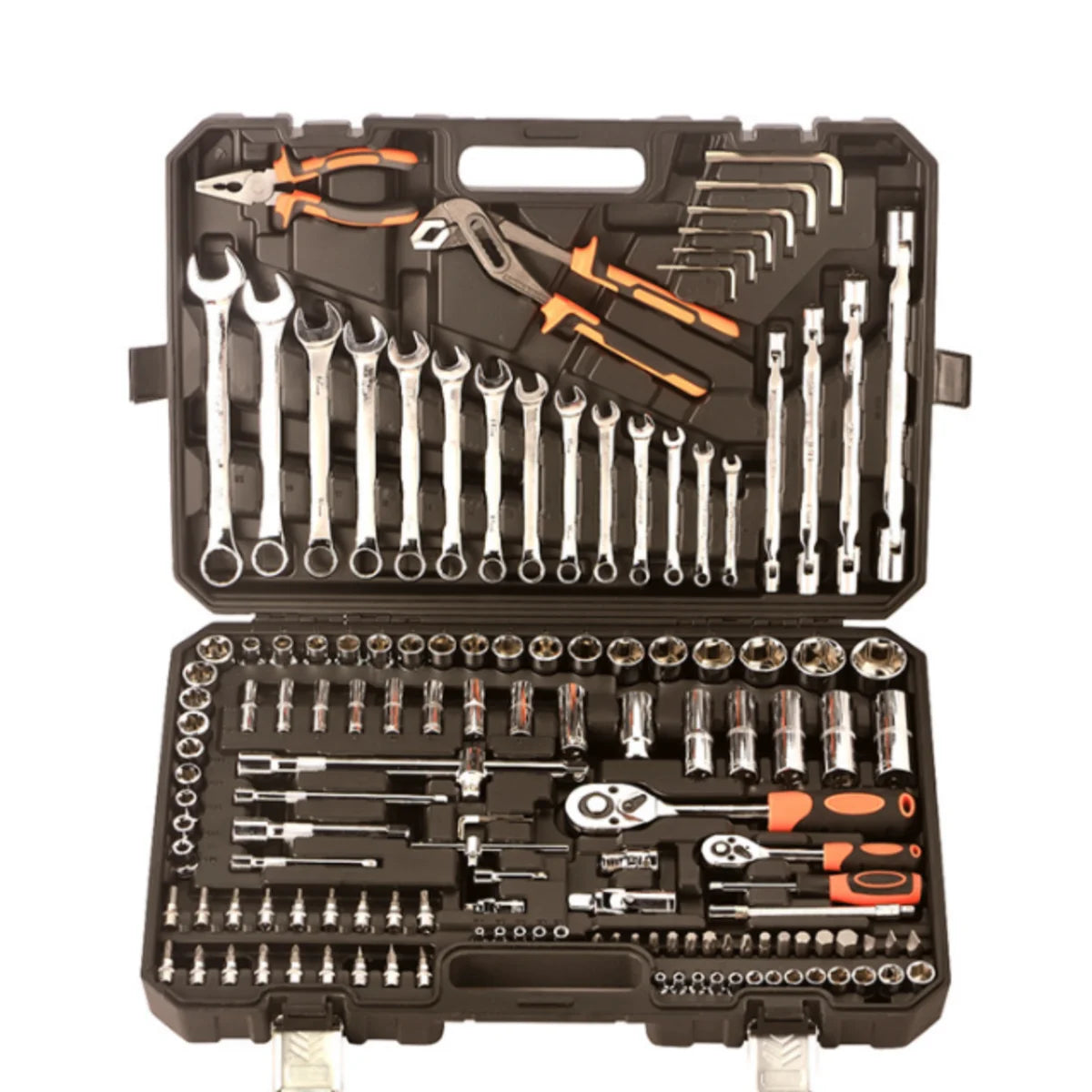 137pc Garage Car Repair Tools Kit 72 Tooth Tool Cabinet Ratchet Wrench Sleeve Bits Group Iron Hand-Powered OEM Hard Case