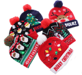 Unisex LED Light-up Ugly Christmas Sweater Hat Novelty Knitted Xmas Beanie Cap for Party