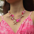 Summer Beach  Fashion Jewelry Women's Multi Element Beaded Crystal Necklace Pearl Starfish Conch Shell for Gift