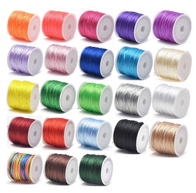 1.5mm Dyed Nylon Cord 50m/Roll DIY Bracelets Tassels Beading Chinese Knot Macrame Rope Jewelry Making Bags Garments Shoes