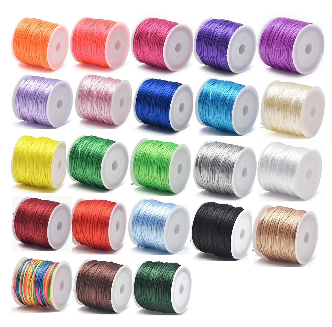 1.5mm Dyed Nylon Cord 50m/Roll DIY Bracelets Tassels Beading Chinese Knot Macrame Rope Jewelry Making Bags Garments Shoes