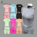 Wholesale Embroidery Custom Logo 2 Piece Loungewear Set Women Shorts Set Pants and Crop Tank Top Clothing Sets Women 2025 Summer