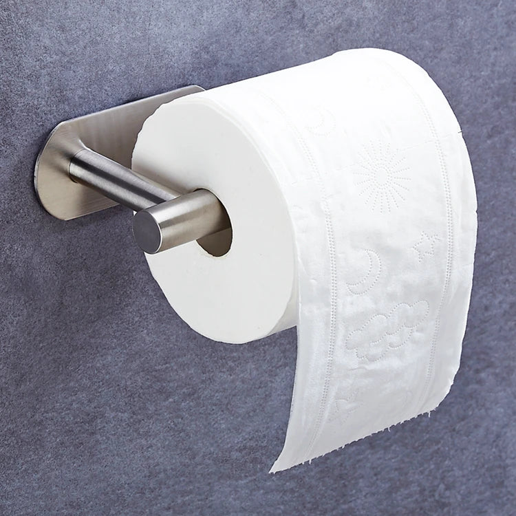 Popular Nail-free Sticky Self Adhesive SUS304 Stainless Steel Brushed Nickel Wall Toilet Paper Holder
