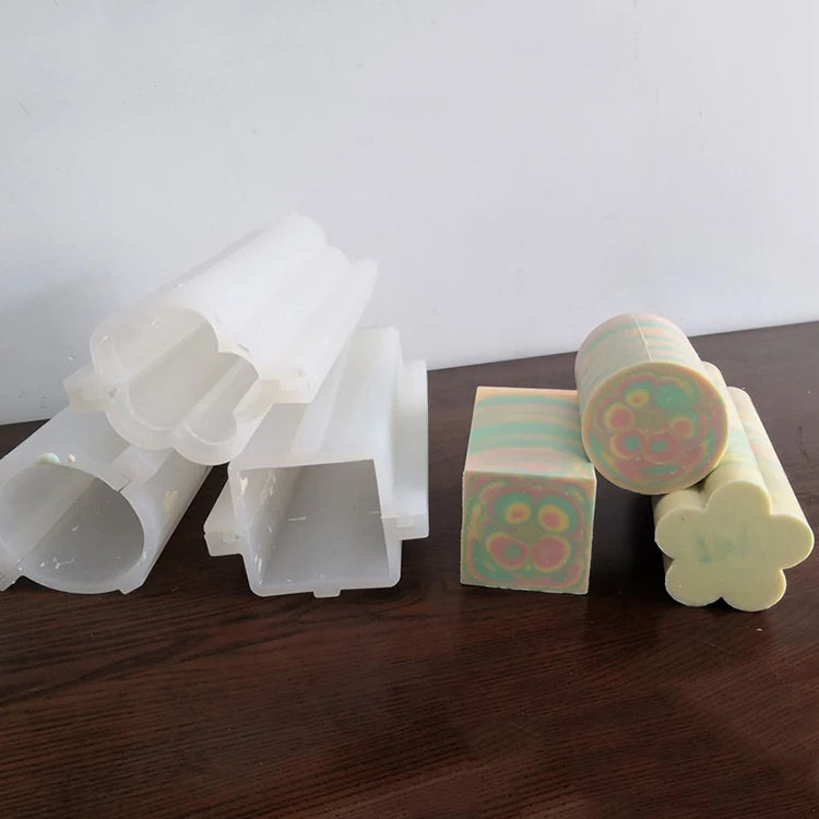 YS Custom DIY 3D Various Long/Flower Square Tube Soap Molds Column Silicone Embed Soap Candle Soap Mould Making Supplies Tools