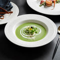Eco-Friendly Bone China Luxury Dinnerware Embossed Round White Plates Hotel Tableware for Restaurant Use