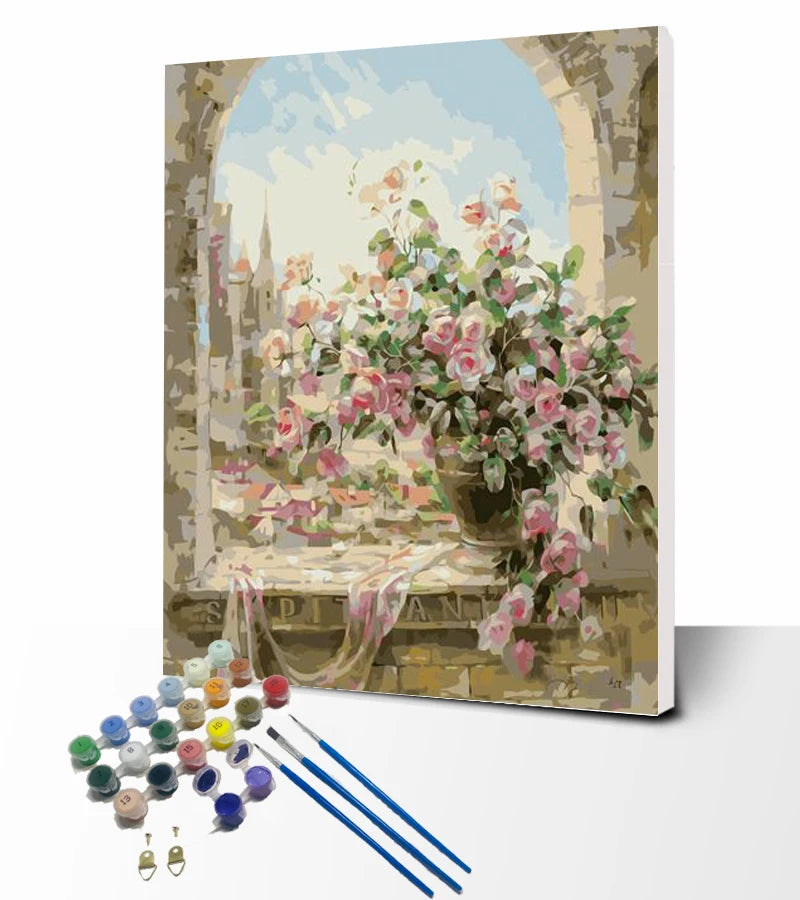 YESCOM Hot Selling 100% Handmade Modern Flower Painting on Canvas for Wall Decor Still Life Flower Painting Acrylic Paint Diy