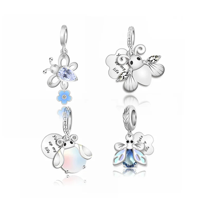 Fit Original Pan Charms Bracelet 925 Silver Grow in the Dark Firefly You Light up My Life Bead for Women Girl Jewelry Making