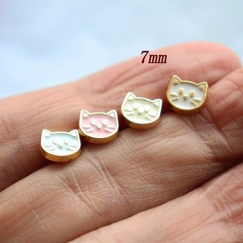 7mm Shank Mini Cat Head Buttons Zinc Alloy Washable for Small Doll Clothing Sewing Wholesale