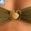 High End Saltwater Resistance Metal Gold Shell Shape Bikini Connector for Women Bra Swimwear Adjustable Buckle Accessory Decor