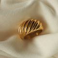 18K Gold Plated 316L Stainless Steel Rings for Women Chunky Croissant Finger Ring