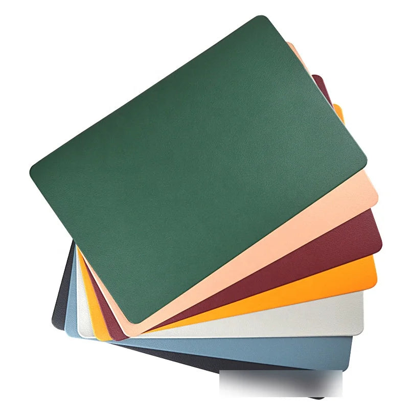 Nordic Classic Style Reversible Square Faux PU Leather Table Mat Elegant Placemat for Dining for Home or Hotel