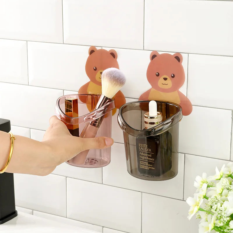 Shower Toothbrush and Toothpaste Holder Punch Free Comb Storage Rack Hair Brush Organizer for Bathroom