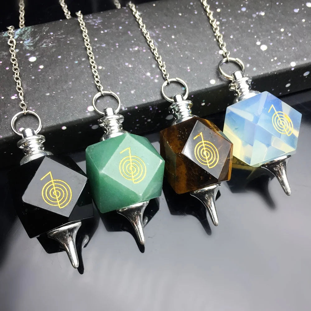 Natural Stone Crystal Folk Crafts Symbol Pendulum for Meditation