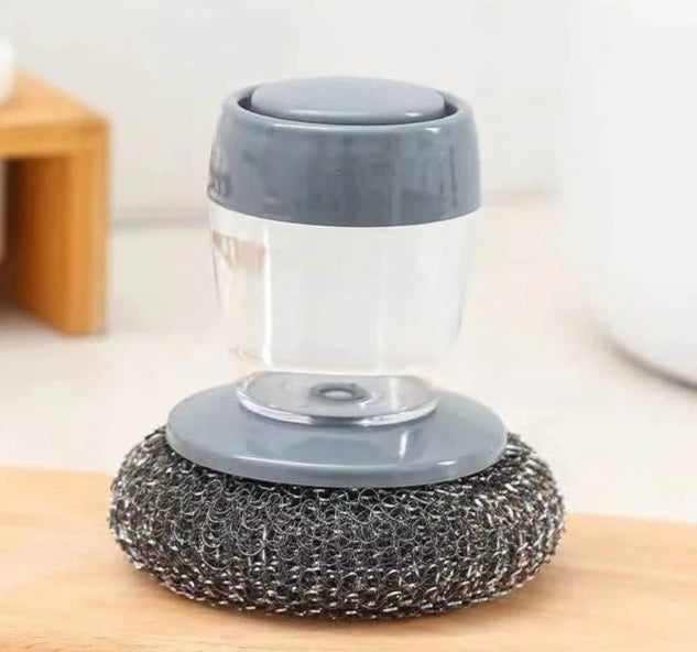 HelloWorld Kitchen Dish Pot Pan Sink Cleaning Soap Dispensing Palm Brush Dish Scrubber Kitchen Brush for Kitchen Washing