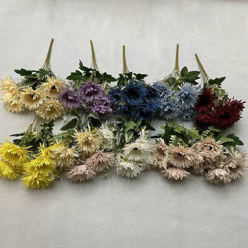 New 7 Heads Silk Daisy Bushes Artificial Flowers Gerbera Daisy Bouquet for Wedding Arch Decor
