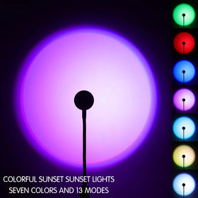 Modern Office Aluminum Sunset Projection Halo Romantic LED RGB Projector Light 16 Colors 6 Dynamic Modes Car Rainbow Projector