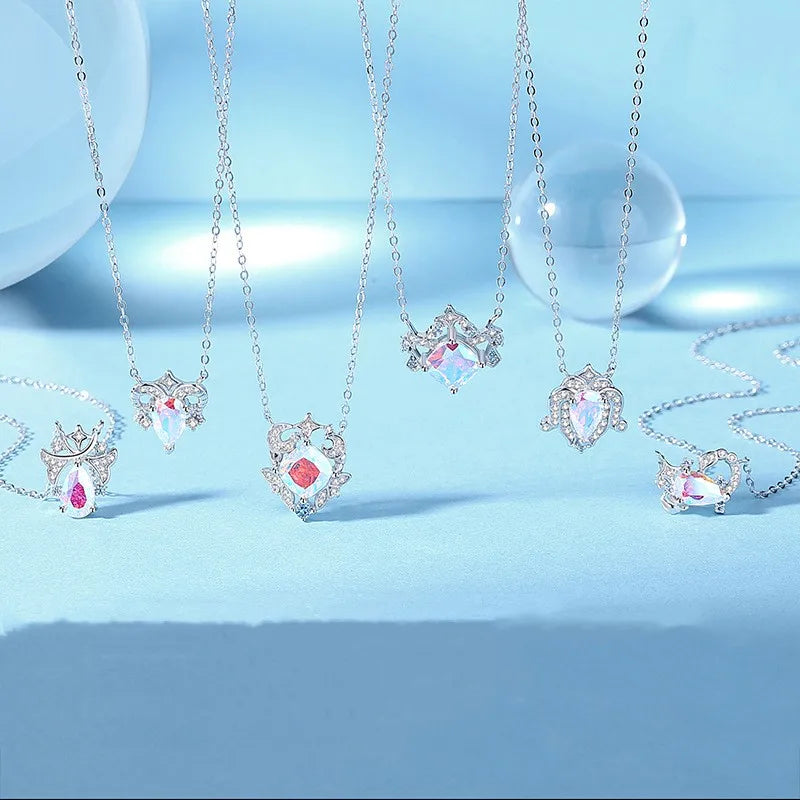 Elegant CZ Crystal Star Astrology Design 925 Sterling Silver Twelve Zodiac Sign Pendant Necklace for Women