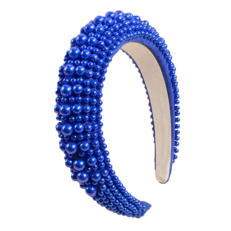 Wholesale New Fashion High Quality PMMA Geometric Shape Hair Accessory Seed Bead Hand Beaded Pearl Bride Headband