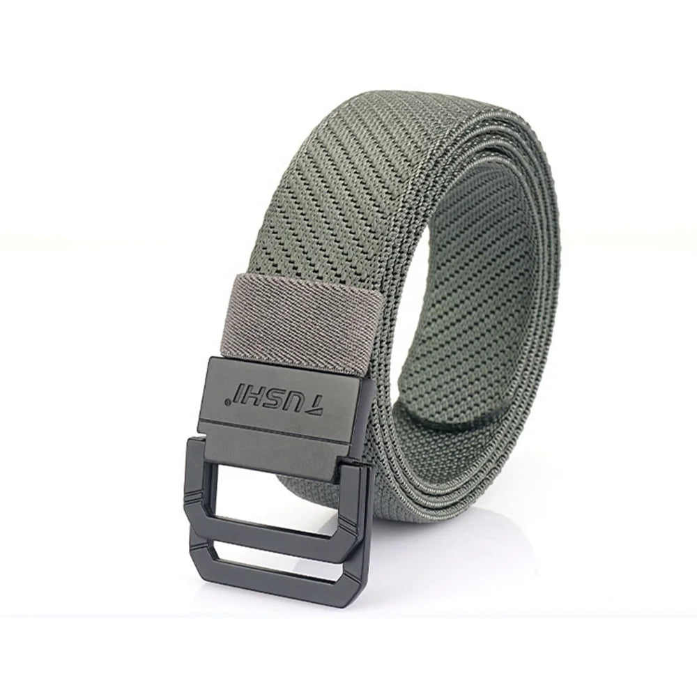 TUSHI Customizable Tactical Waist Belt Double Loop Buckle Alloy Locking Edge Elastic Casual Shoulder Strap Nylon Knitted Belts