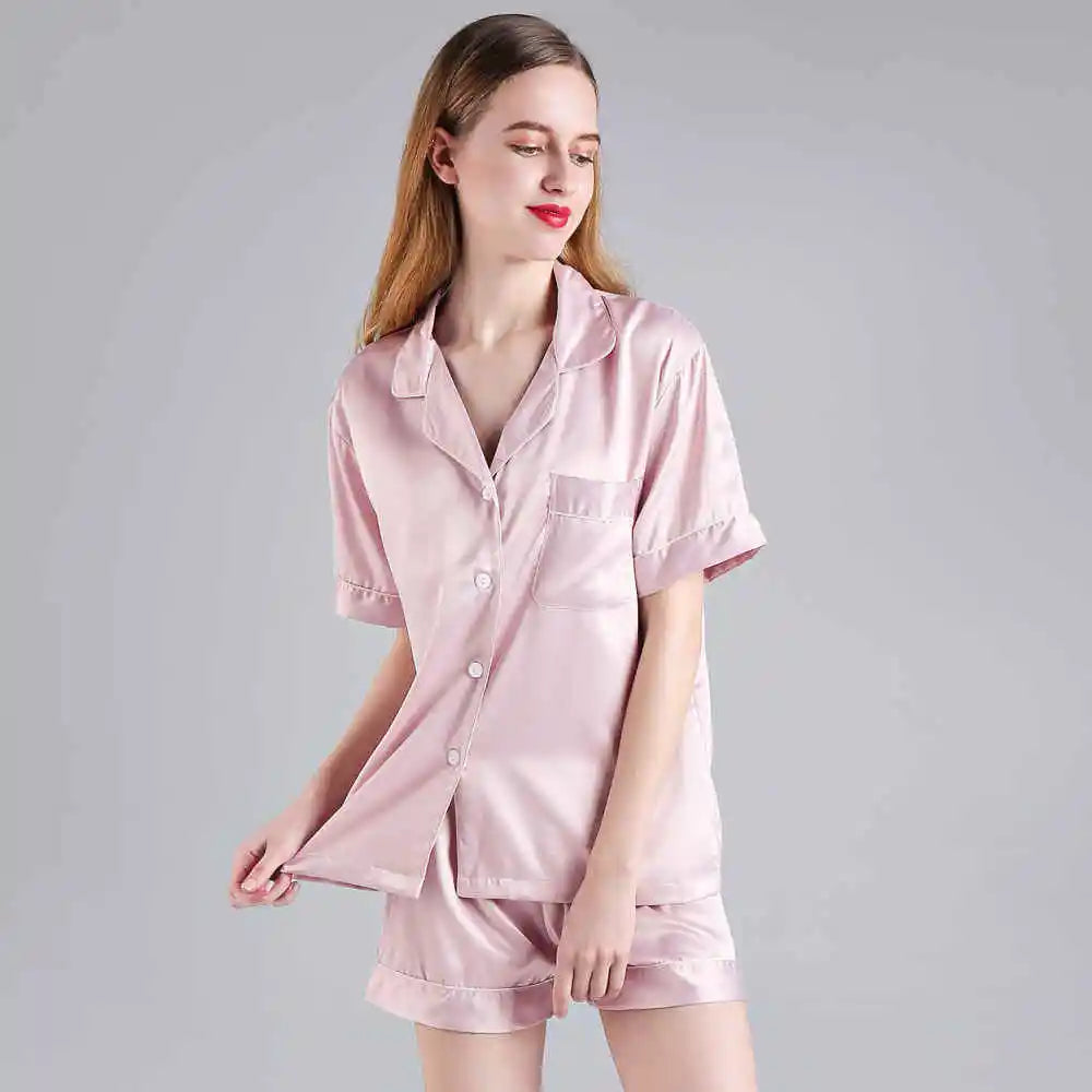 FUNG 3034  2 Piece Sets 80%polyester&20%spandex Short Nightgown Soft Pajamas Sleepwear