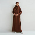 Dubai Modest One-Piece Khimar Hijab Abaya Women's for Jilbab Islamic Prayer Dress Smocking Pleated Sleeves Traditional Muslim
