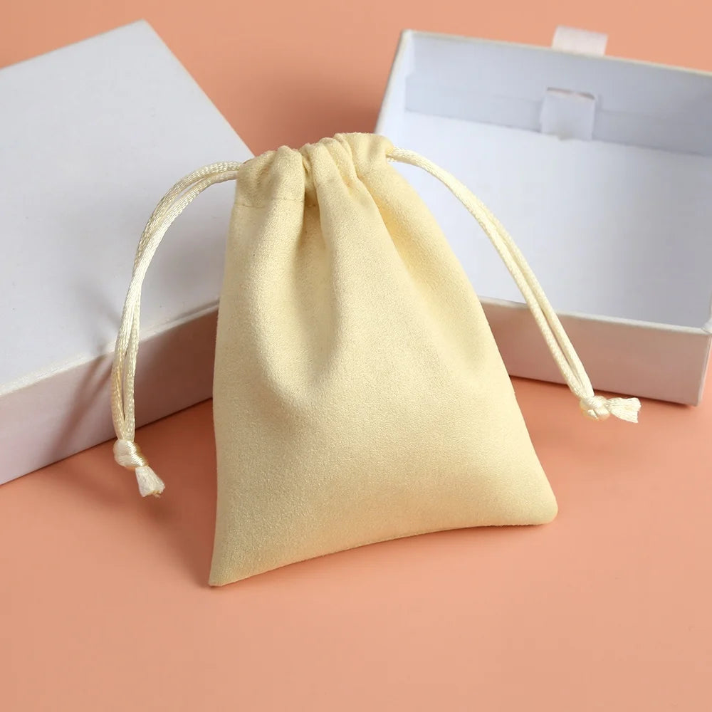 8x10cm Custom White Bag Wholesale Drawstring Pouches Gift Packaging Cosmetic Jewelry Packaging Bags