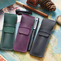Customizable Genuine Leather Pen Bag Classic Pencil Case Glasses Storage Multiple Colors for Daily Use Real Crazy Horse Leather