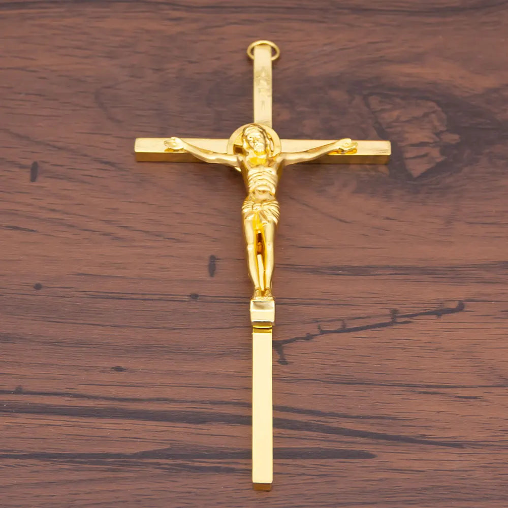 Orthodox Gold Wall Cross with Intricate Design Sacred Religious Home Decor for Believers Durable Metal Crucifix