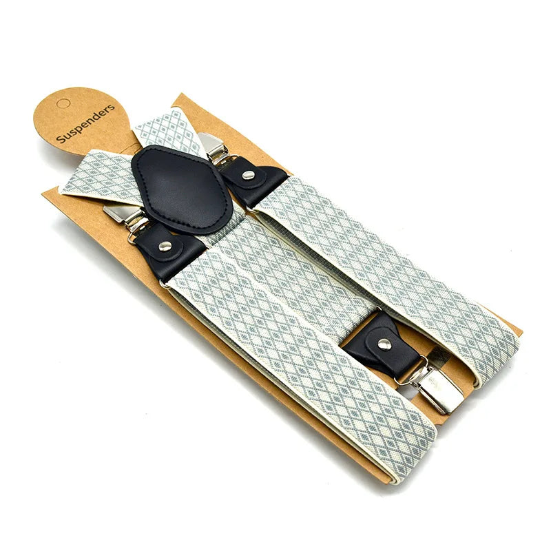 Hot Selling Adult Mens Cream-coloured 3 Clips Suspenders for Wholesale