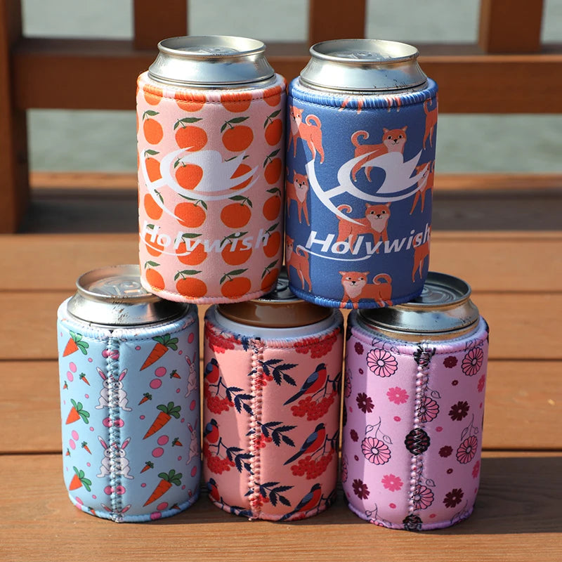 Custom 12oz Neoprene Can Cooler Universal Sublimation Stubby Holder with Letter Pattern Promotional Products
