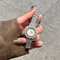 Aimgal Vintage Luxury Charm Women's Quartz Watch Alloy Full Diamond Pointer Stainless Steel Bracelet Strap Sapphire Crystal