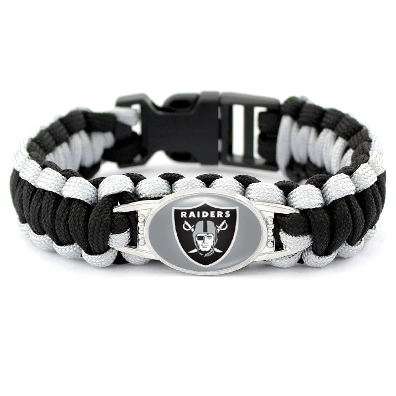 Wholesale Custom Various NFL American Football Team Charm Unisex Geometric Wrap Bangle Outdoor Survival Accessories Bracelet