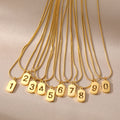 VKME Fashion 18K Gold Plated Stainless Steel Number Necklace