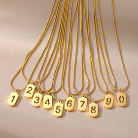 VKME Fashion 18K Gold Plated Stainless Steel Number Necklace