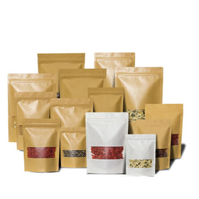 Custom Printed Different Size Packaging Clear Window Stand up Pouch Kraft Paper Bag