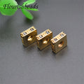 Anti Fading 18K Gold Plated Metal Brass Black CZ Pave Square Spacer Beads for DIY Woman Jewelry Bracelet Making Supplier