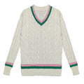 OEM Custom Make Chenille Embroidery Patch Knit Sweater Pullover V Neck Black Color 7gg Long Sleeve Knitted Sweater