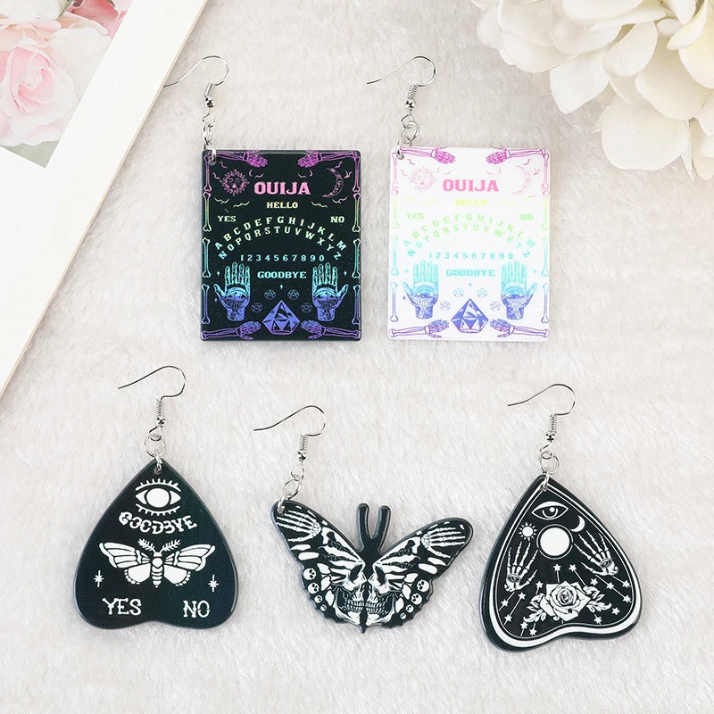 1Pair Fashion Ouija Board Planchette Dangle Earrings Moth Butterfly for Women Birthday Gift