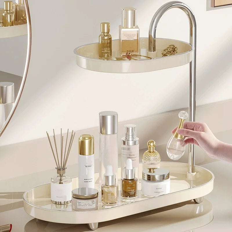 OWNSWING Bathroom Sink Vanity Trays Small Countertop Makeup Organizer Skincare Storage Rack