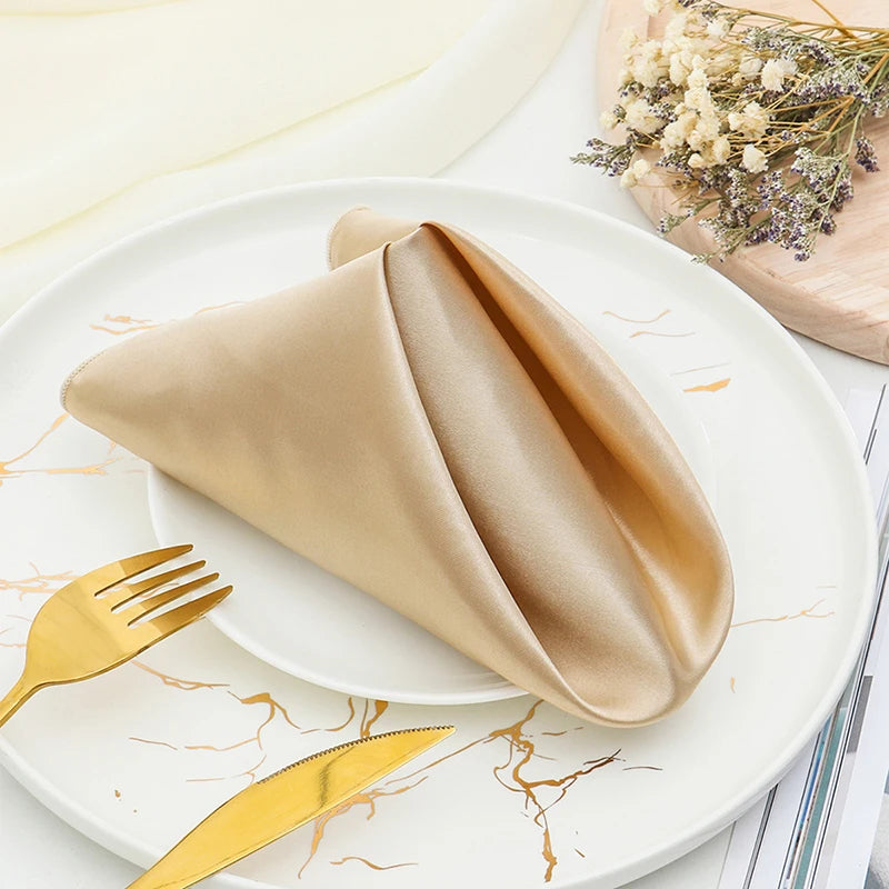 Champagne Custom Napkins for Wedding Beverage Party Bar Coffee Dessert Serviette High Accuracy Polyester Hemming Table Napkin