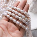 8-9mm Rice Freshwater Pearl Beads With Screw Thread Nature Freshwater Real Pearl Loose Strand for Jewelry Making