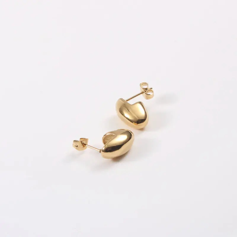 Fenny 18K Gold-plated Wholesale No Fade Permanent Cute Dainty Smooth Shiny Beans Hoop Stainless Steel Earring for Women