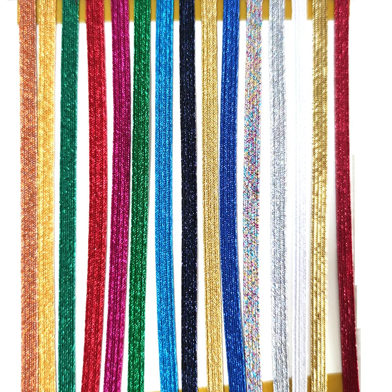 In-stock Over 30 Colors  6mm Glitter Shiny Metallic Lurex Elastic Band Tape