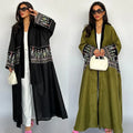 New Eid Saudi Arabia Hot Selling Open Abaya Women Muslim Dress Embroidery Abaya Women Muslim Dress Linen Abaya