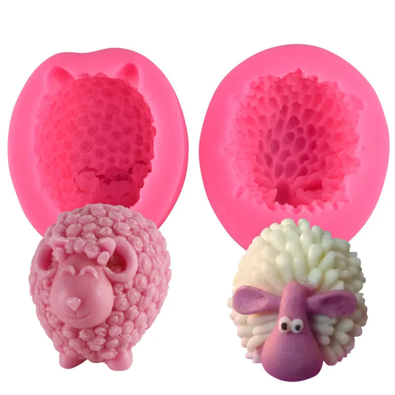 HY Lovely 3D Sheep Candle Mold Silicone Molds DIY Sheep Shape Candle Soap Plaster Resin Craft Decoration