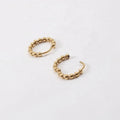 Stylish European Fashion Jewelry Beaded Huggie Earrings 18K Gold PVD Plating Stainless Steel