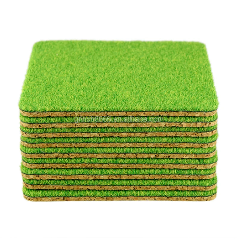Customized Natural Cork Grass coaster Golf Coasters Turf Healing Drink Coasters Wedding Birthday Gift Home Decoration MegaBDM