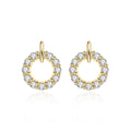 Simple but Fashion Ear Jewelry S925 Sterling Silver Full Diamond Round Circle Stud Earrings for Women